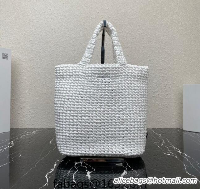 Buy Inexpensive Prada Small Crochet Tote bag 1BG422 White 2023