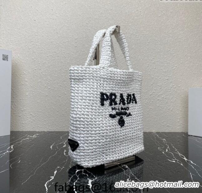 Buy Inexpensive Prada Small Crochet Tote bag 1BG422 White 2023