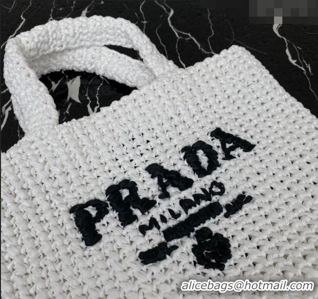 Buy Inexpensive Prada Small Crochet Tote bag 1BG422 White 2023