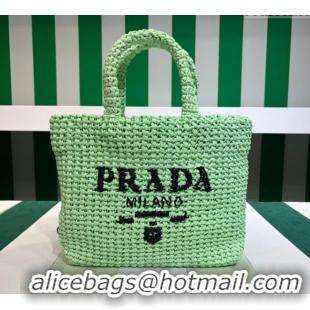 Buy Discount Prada Small Crochet Tote bag 1BG422 Light Green 2023