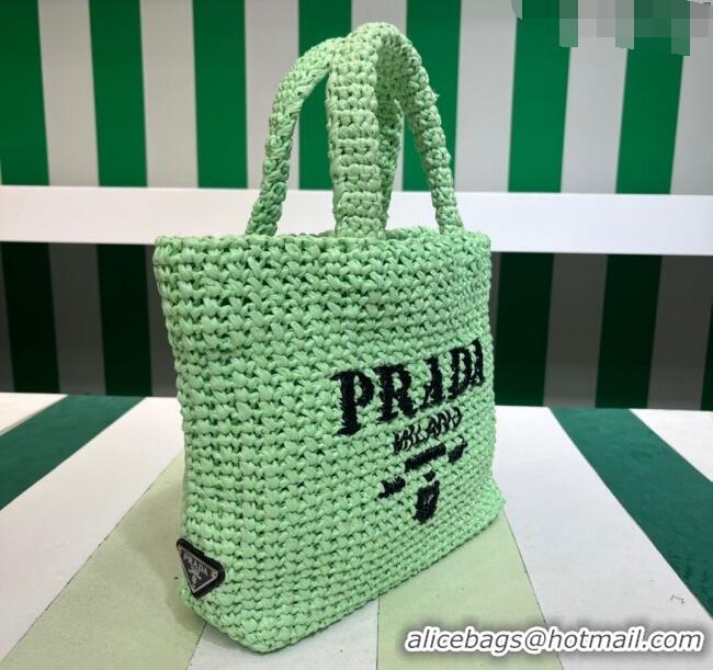 Buy Discount Prada Small Crochet Tote bag 1BG422 Light Green 2023