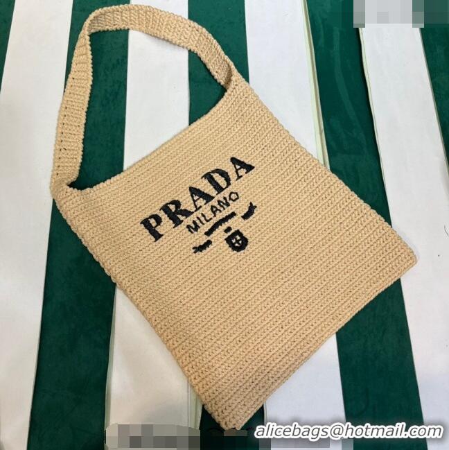 Promotional Prada Raffia-Like Crochet Tote bag 1BC182 Beige 2023