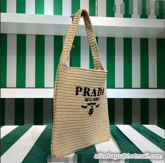 Promotional Prada Raffia-Like Crochet Tote bag 1BC182 Beige 2023