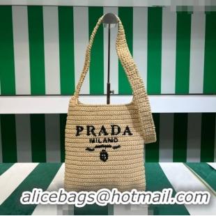 Famous Brand Prada Raffia-Like Crochet Tote bag 1BC184 Beige 2023