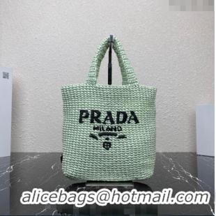 Super Quality Prada Small Crochet Tote bag 1BG422 Aqua Green 2023