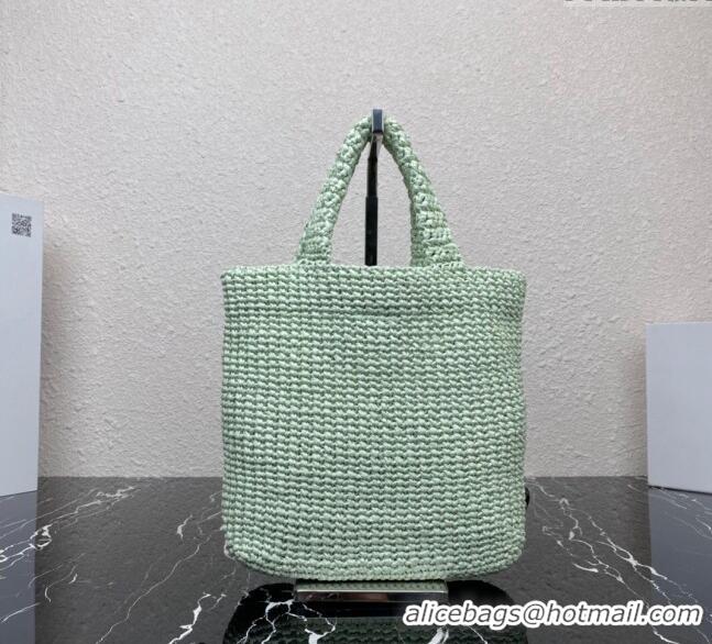 Super Quality Prada Small Crochet Tote bag 1BG422 Aqua Green 2023