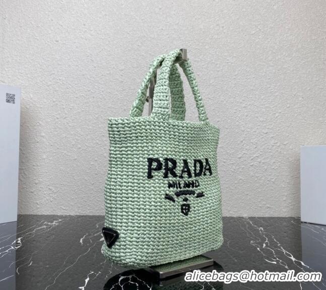 Super Quality Prada Small Crochet Tote bag 1BG422 Aqua Green 2023