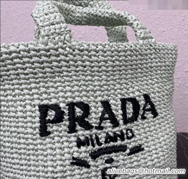 Super Quality Prada Small Crochet Tote bag 1BG422 Aqua Green 2023