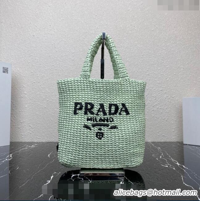 Super Quality Prada Small Crochet Tote bag 1BG422 Aqua Green 2023