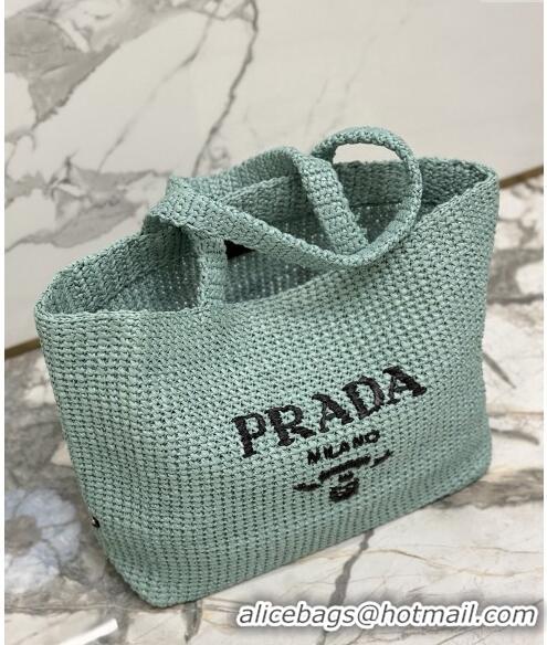 Trendy Design Prada Large Crochet Raffia-effect Tote Bag 1BG392 Light Green 2023