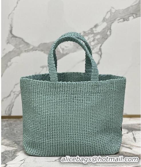 Trendy Design Prada Large Crochet Raffia-effect Tote Bag 1BG392 Light Green 2023