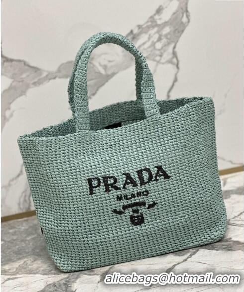 Trendy Design Prada Large Crochet Raffia-effect Tote Bag 1BG392 Light Green 2023