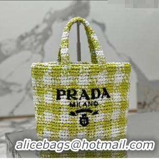 Grade Cheapest Prada Small Crochet Tote bag 1BG422 Lime Green 2023