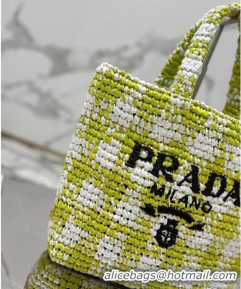 Grade Cheapest Prada Small Crochet Tote bag 1BG422 Lime Green 2023