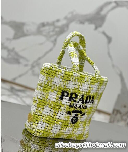 Grade Cheapest Prada Small Crochet Tote bag 1BG422 Lime Green 2023