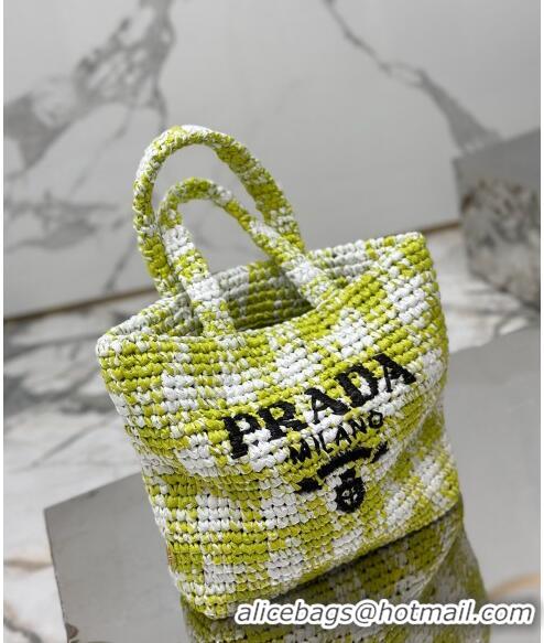 Grade Cheapest Prada Small Crochet Tote bag 1BG422 Lime Green 2023