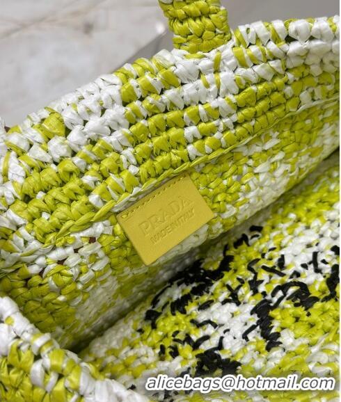 Grade Cheapest Prada Small Crochet Tote bag 1BG422 Lime Green 2023