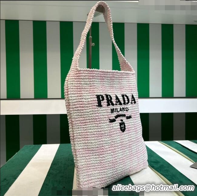 Top Quality Prada Raffia-Like Crochet Tote bag 1BC182 Alabaster Pink 2023