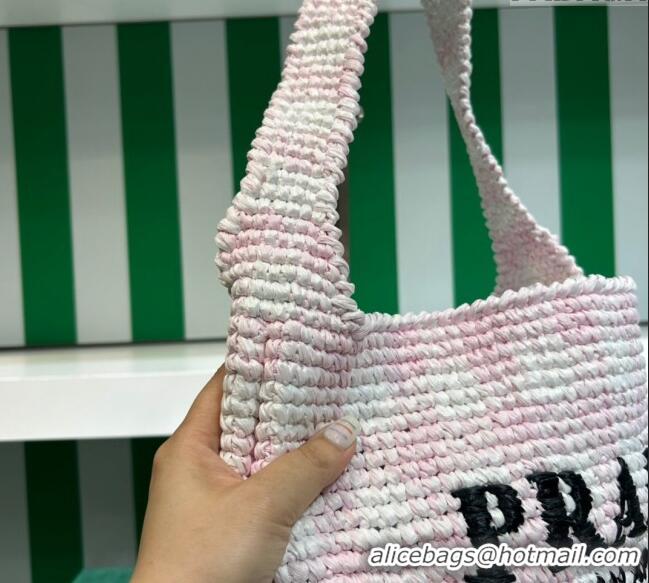 Top Quality Prada Raffia-Like Crochet Tote bag 1BC182 Alabaster Pink 2023