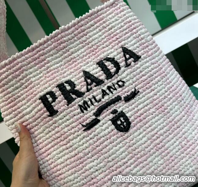 Top Quality Prada Raffia-Like Crochet Tote bag 1BC182 Alabaster Pink 2023