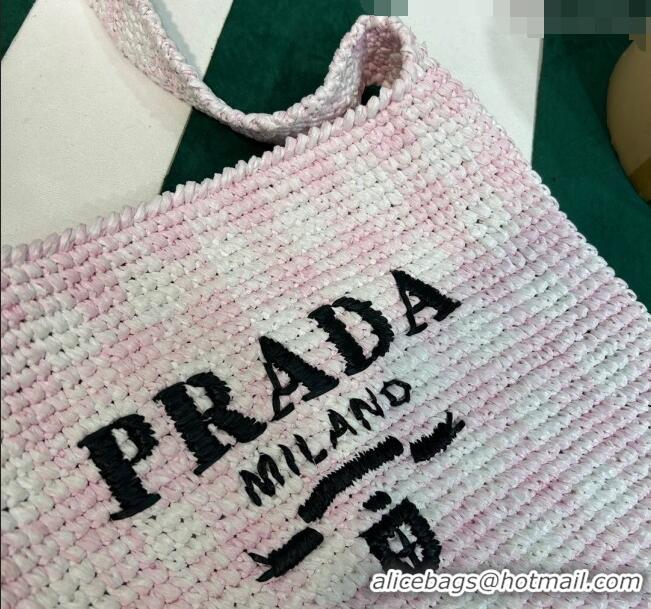 Top Quality Prada Raffia-Like Crochet Tote bag 1BC182 Alabaster Pink 2023