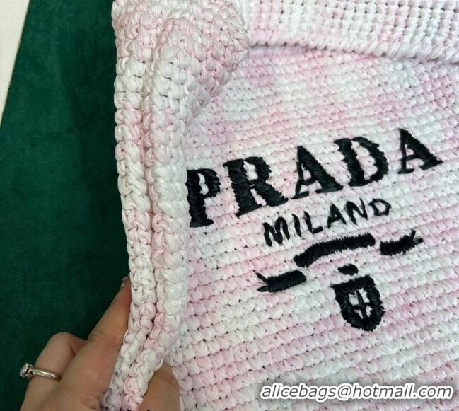 Top Quality Prada Raffia-Like Crochet Tote bag 1BC182 Alabaster Pink 2023