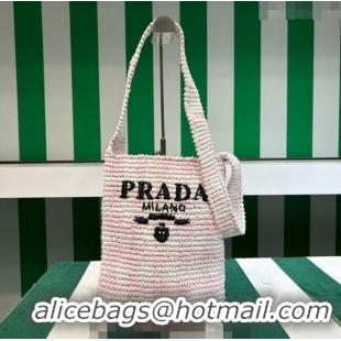 Good Taste Prada Raffia-Like Crochet Tote bag 1BC184 Alabaster Pink 2023