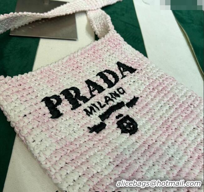 Good Taste Prada Raffia-Like Crochet Tote bag 1BC184 Alabaster Pink 2023