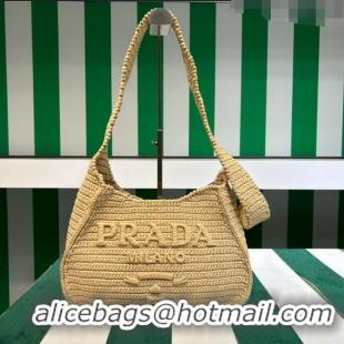 Hot Sell Cheap Prada Raffia-effect Crochet Tote bag 1BC186 Beige 2023