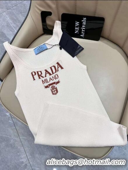 ​Best Price Prada Silk Tank Top With Logo PA8948 Ivory