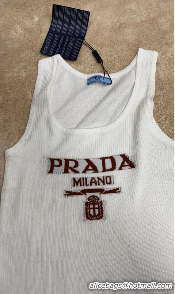 ​Best Price Prada Silk Tank Top With Logo PA8948 Ivory