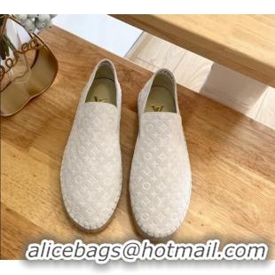 Best Grade Louis Vuitton Starboard Flat Espadrilles in Monogram Velvet White 125084