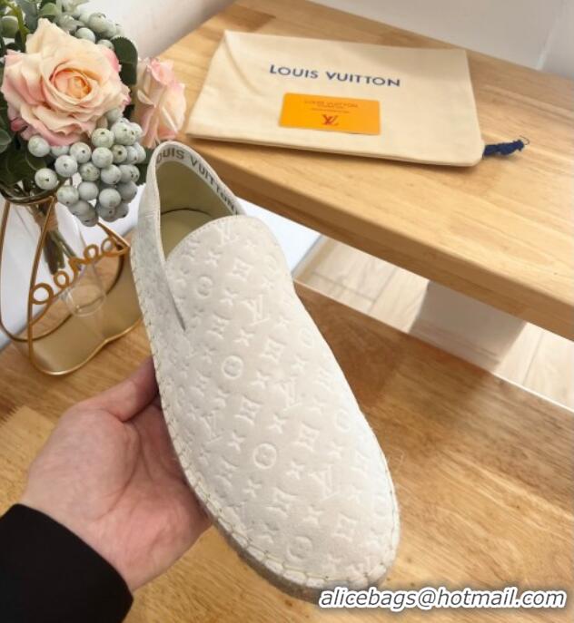 Best Grade Louis Vuitton Starboard Flat Espadrilles in Monogram Velvet White 125084