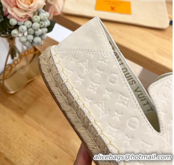 Best Grade Louis Vuitton Starboard Flat Espadrilles in Monogram Velvet White 125084