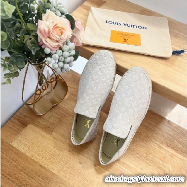 Best Grade Louis Vuitton Starboard Flat Espadrilles in Monogram Velvet White 125084