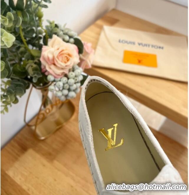 Best Grade Louis Vuitton Starboard Flat Espadrilles in Monogram Velvet White 125084