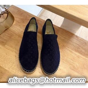 Classic Hot Louis Vuitton Starboard Flat Espadrilles in Monogram Velvet Navy Blue 0125085