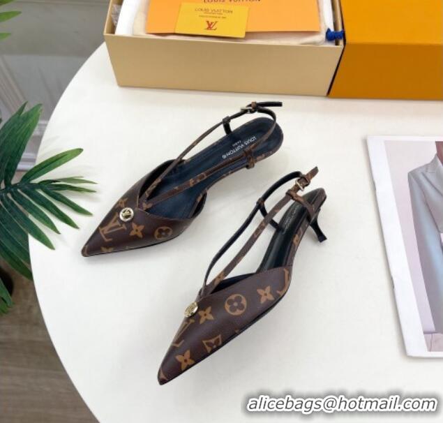 Popular Style Louis Vuitton Stellar Slingback Pumps 4cm in Monogram Canvas 127002