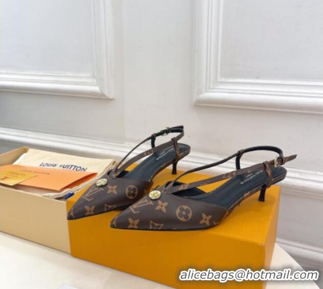 Popular Style Louis Vuitton Stellar Slingback Pumps 4cm in Monogram Canvas 127002