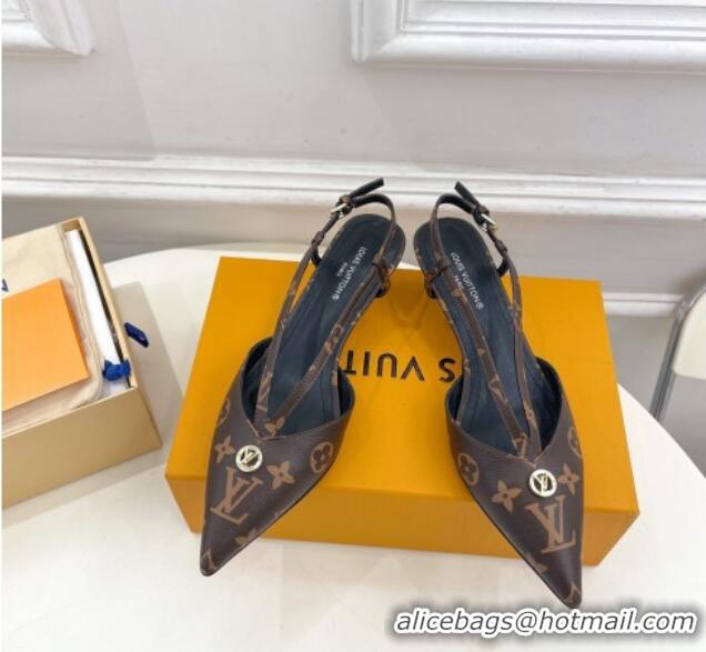 Popular Style Louis Vuitton Stellar Slingback Pumps 4cm in Monogram Canvas 127002