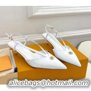 Good Looking Louis Vuitton Stellar Slingback Pumps 4cm in Patent Leather White 127004