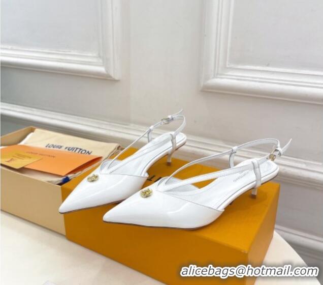 Good Looking Louis Vuitton Stellar Slingback Pumps 4cm in Patent Leather White 127004