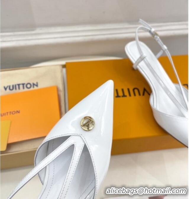 Good Looking Louis Vuitton Stellar Slingback Pumps 4cm in Patent Leather White 127004