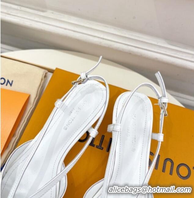 Good Looking Louis Vuitton Stellar Slingback Pumps 4cm in Patent Leather White 127004