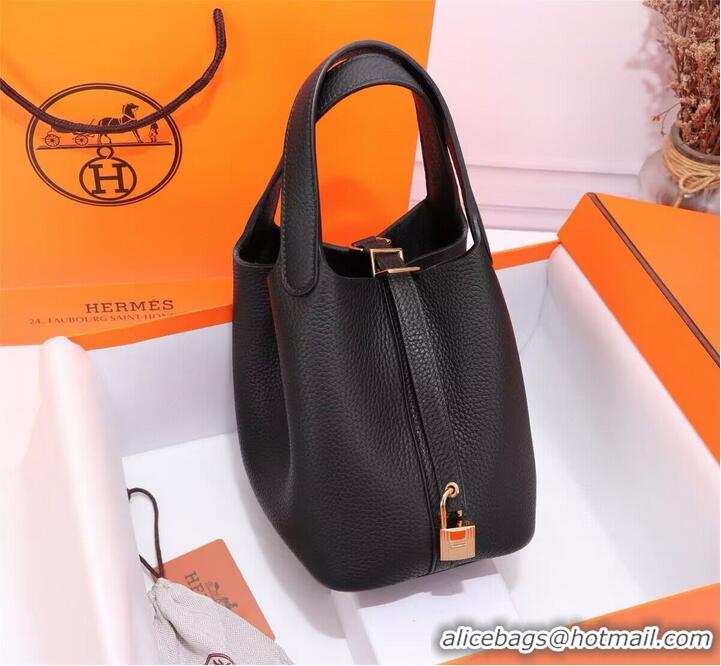 New Style Hermes Picotin Lock Bags Original togo Leather PL3388 Black Gold-Tone