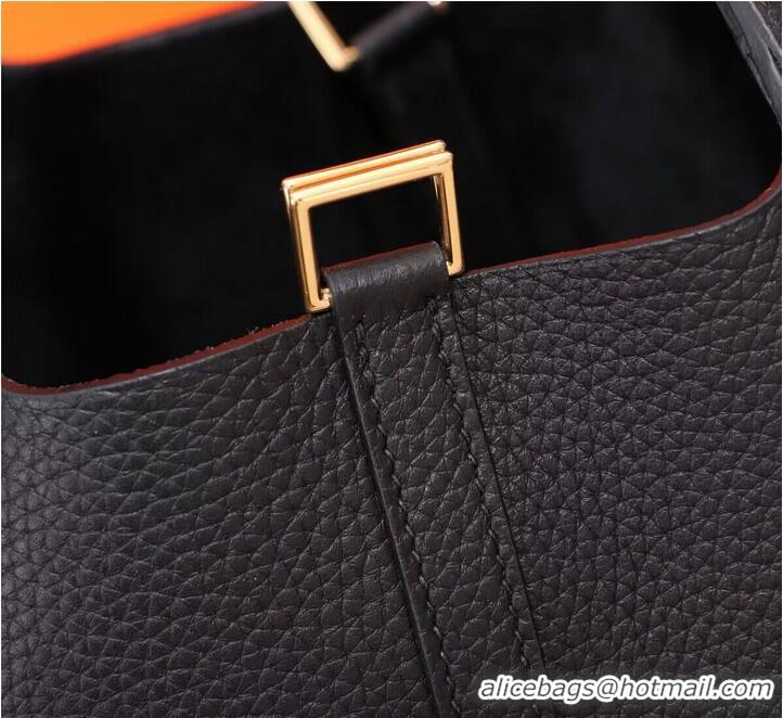 New Style Hermes Picotin Lock Bags Original togo Leather PL3388 Black Gold-Tone