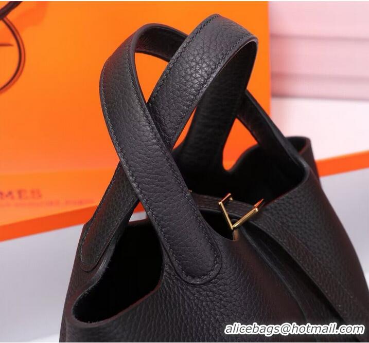 New Style Hermes Picotin Lock Bags Original togo Leather PL3388 Black Gold-Tone