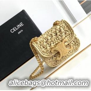 Super Quality CELINE Mini Chain Claude IN Raffia Plein Soleil Bag 10513