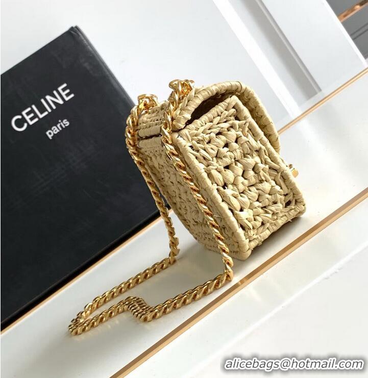 Super Quality CELINE Mini Chain Claude IN Raffia Plein Soleil Bag 10513