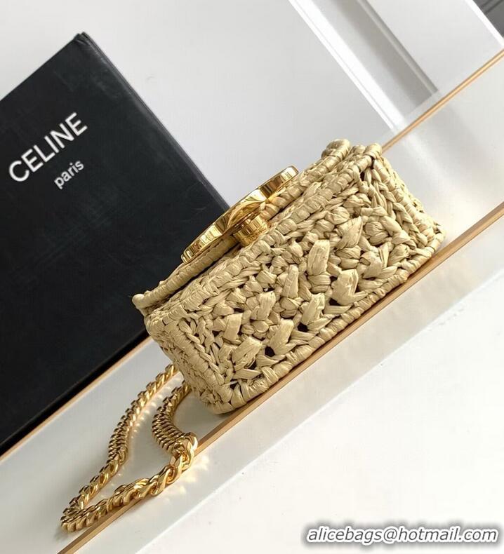 Super Quality CELINE Mini Chain Claude IN Raffia Plein Soleil Bag 10513